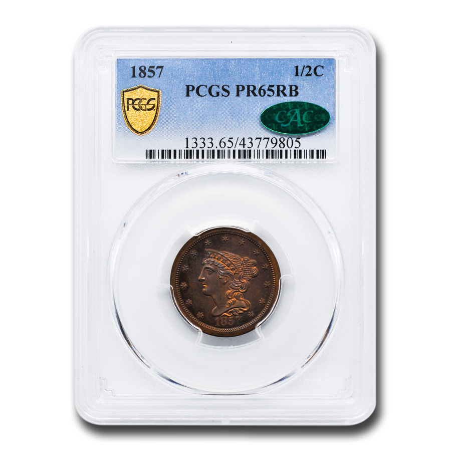 Buy 1857 Half Cent PR-65 PCGS CAC (Red/Brown) - Click Image to Close