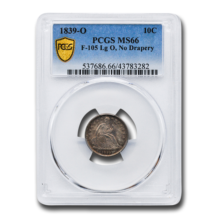 Buy 1839-O Liberty Seated Dime MS-66 PCGS (F-105 Lg O, No Drapery)