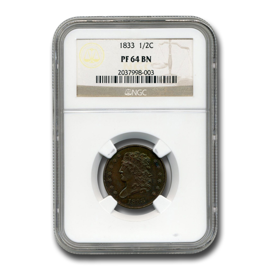 Buy 1833 Half Cent PF-64 NGC (Brown)