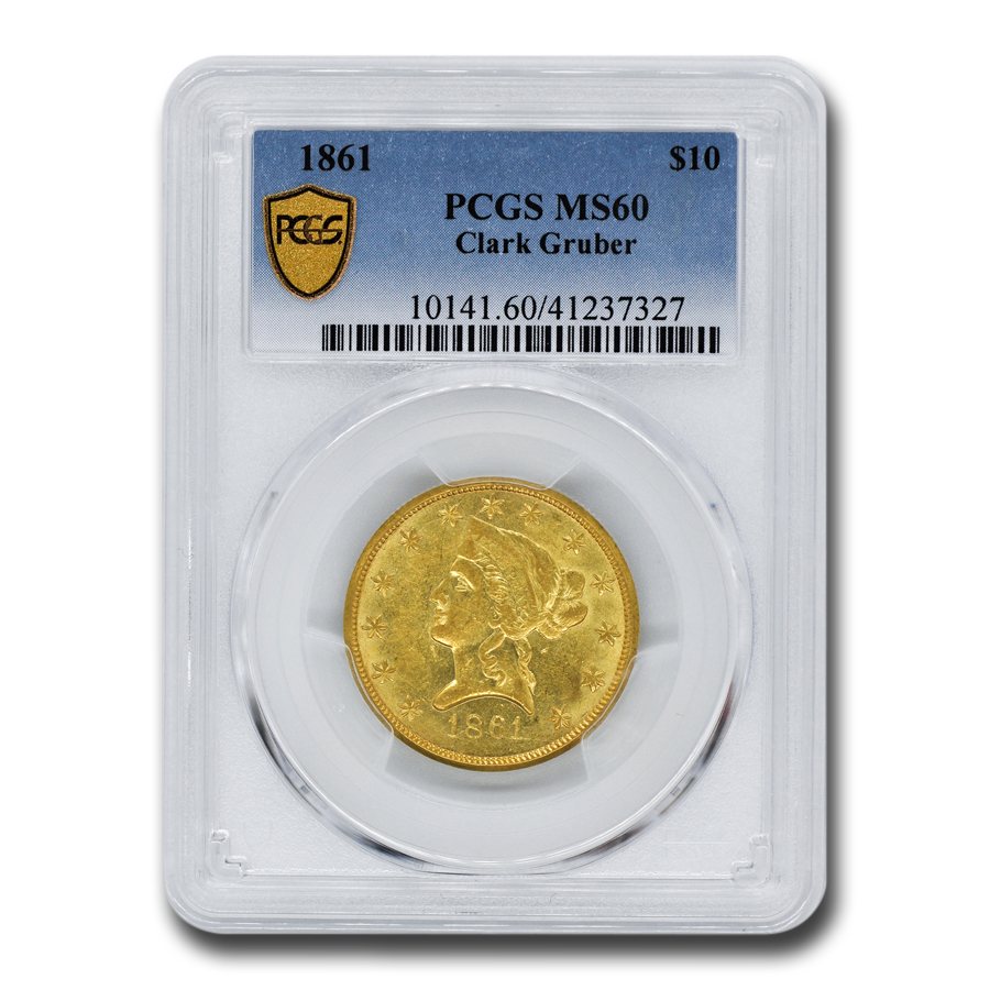 Buy 1861 $10 Clark Gruber Colorado Gold Rush MS-60 PCGS