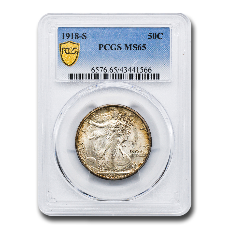 Buy 1918-S Walking Liberty Silver Half Dollar MS-65 PCGS