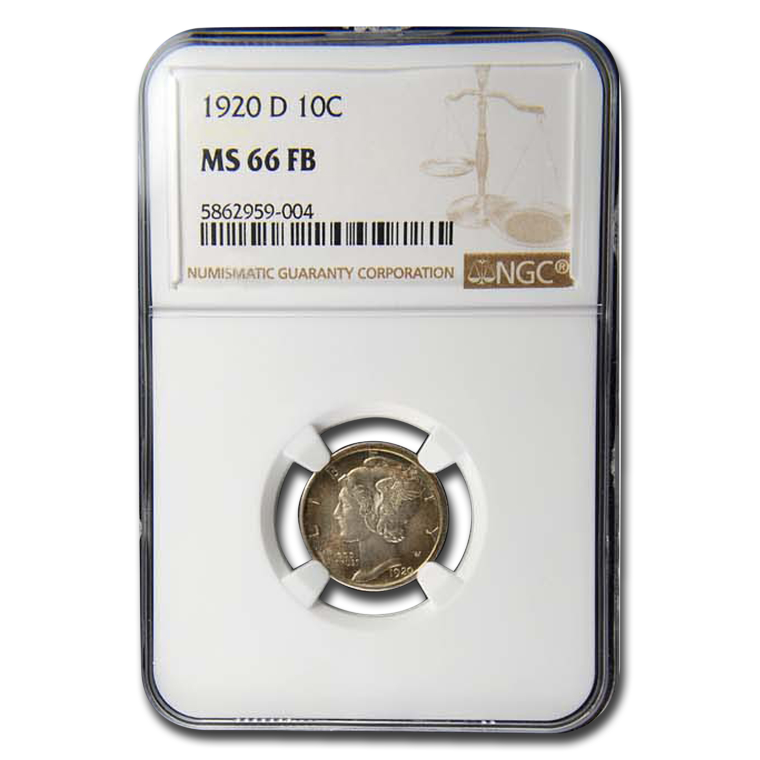 Buy 1920-D Mercury Dime MS-66 NGC (FB)