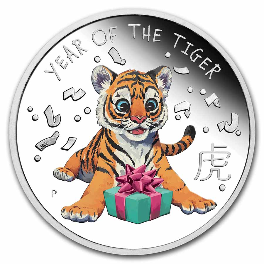 Buy 2022 Tuvalu 1/2 oz Silver Lunar Baby Tiger Proof (Colorized) - Click Image to Close