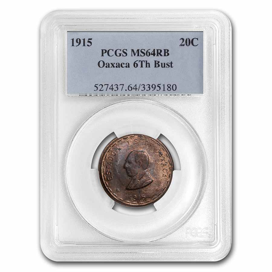 Buy 1915 Revolutionary Mexico AE 20 Centavos MS-64 RB PCGS (Oaxaca) - Click Image to Close