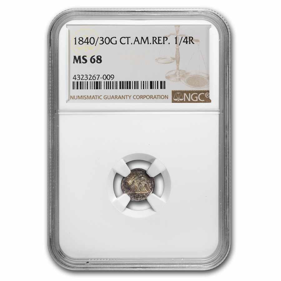 Buy 1840/30-G Central American Republic 1/4 Reales MS-68 NGC