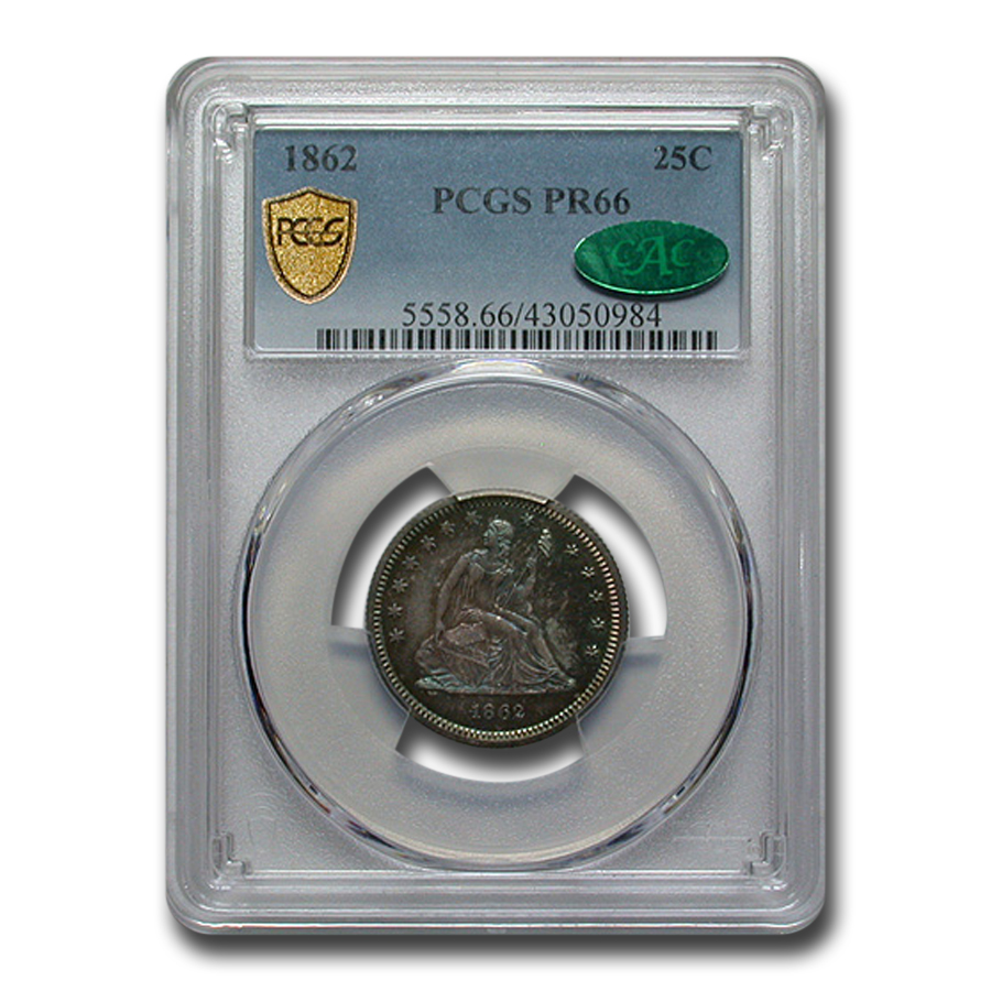 Buy 1862 Liberty Seated Quarter PR-66 PCGS CAC