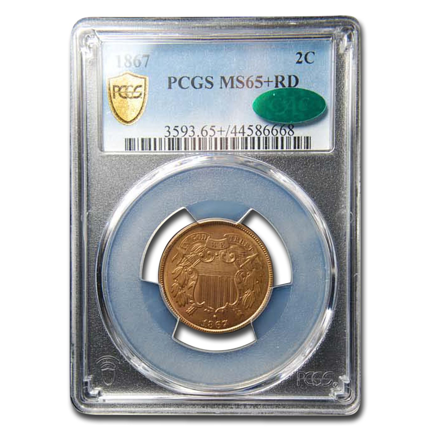 Buy 1867 Two Cent Piece MS-65+ PCGS CAC (Red)