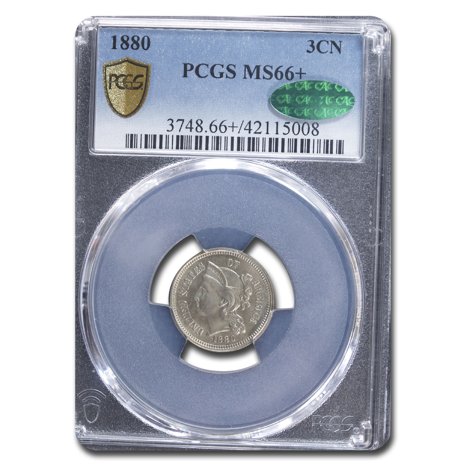 Buy MS-66+ PCGS CAC 1880 Three Cent Nickel - Click Image to Close