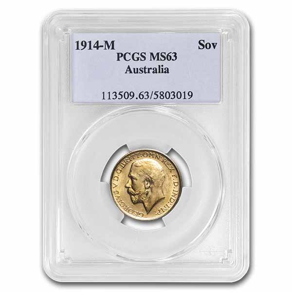 Buy 1914-M Australia Gold Sovereign George V MS-63 PCGS