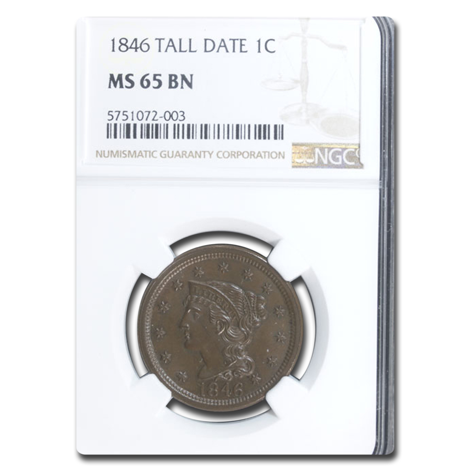 Buy 1846 Large Cent MS-65 NGC (Brown, Tall Date)