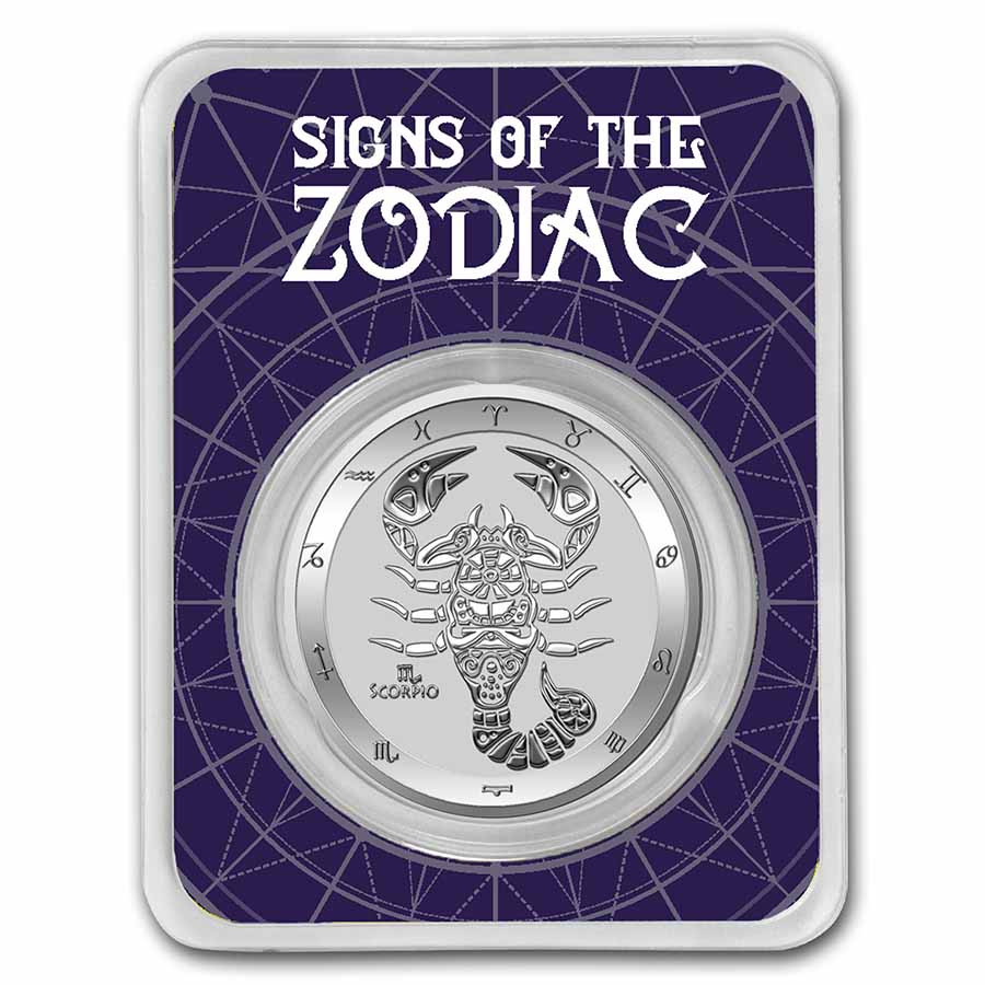 Buy 2022 Tokelau 1 oz Silver $5 Zodiac Series: Scorpio BU (TEP)