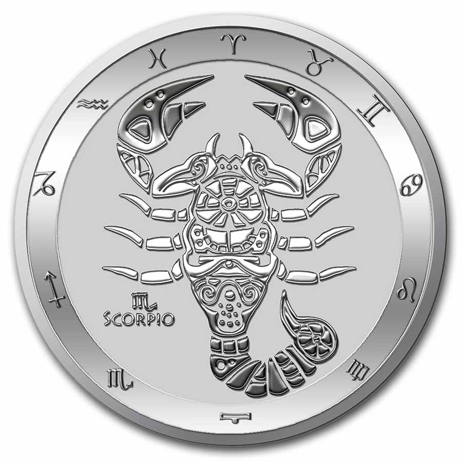 Buy 2022 Tokelau 1 oz Silver $5 Zodiac Series: Scorpio BU - Click Image to Close