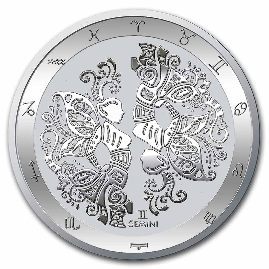 Buy 2022 Tokelau 1 oz Silver $5 Zodiac Series: Gemini BU - Click Image to Close