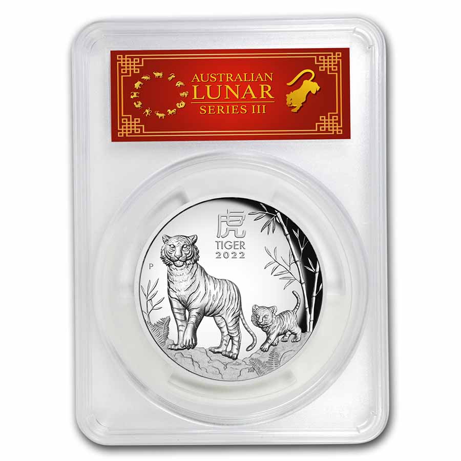 Buy 2022 Australia 5 oz Silver Tiger HR PR-70 DCAM (FS, Red Label)