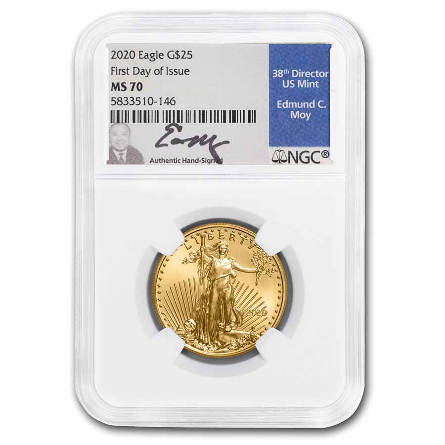 Buy 2020 1/2 oz American Gold Eagle MS-70 NGC (FDI, Moy Signed)