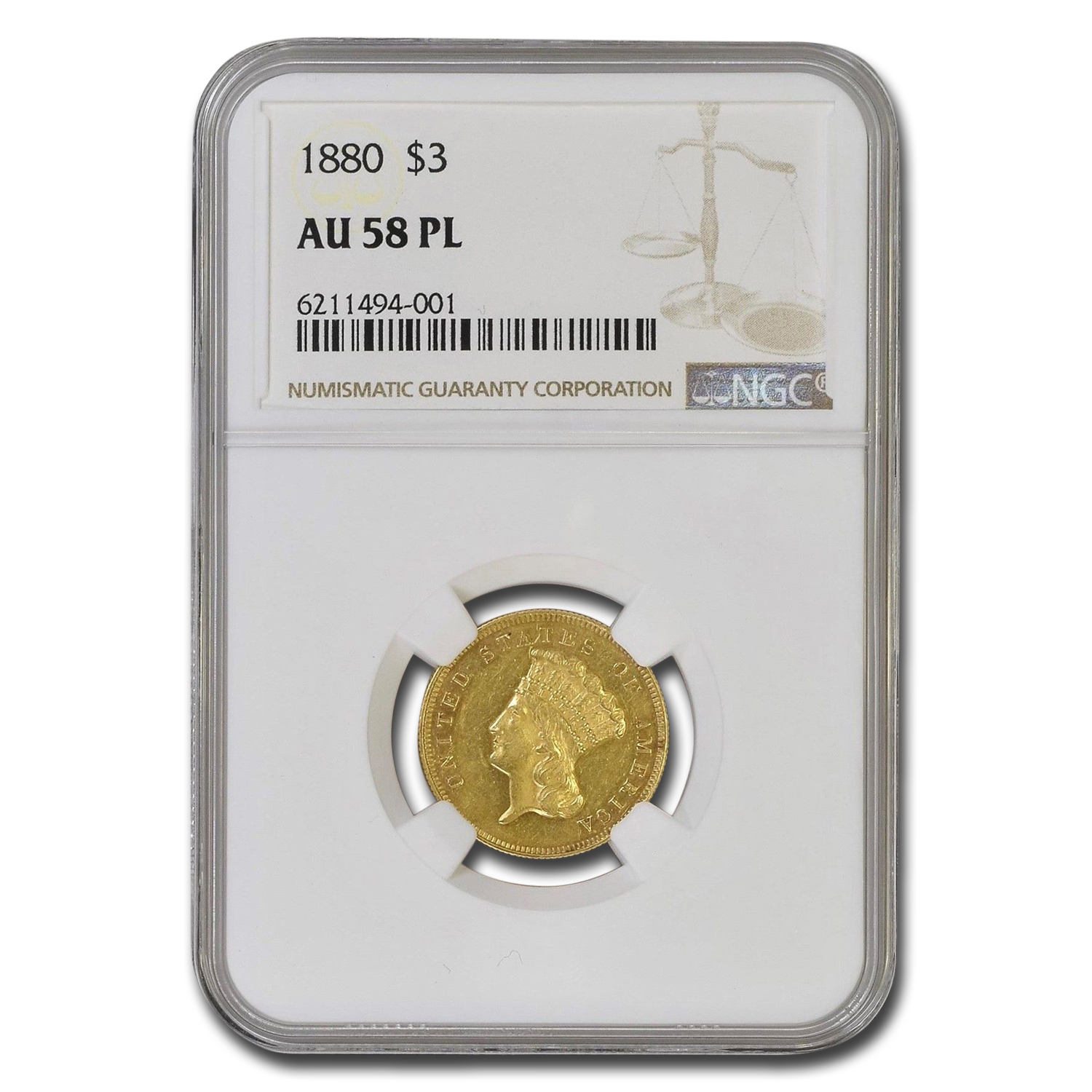 Buy 1880 $3 Gold Princess AU-58 NGC (PL)