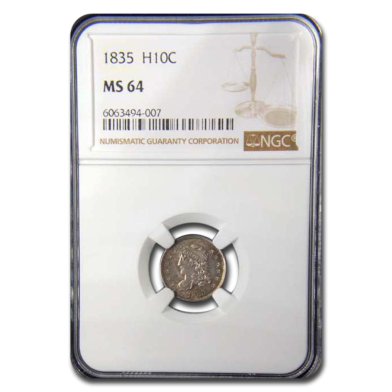Buy 1835 Capped Bust Half Dime MS-64 NGC (Sm Date Lg 5C, LM 8.2)