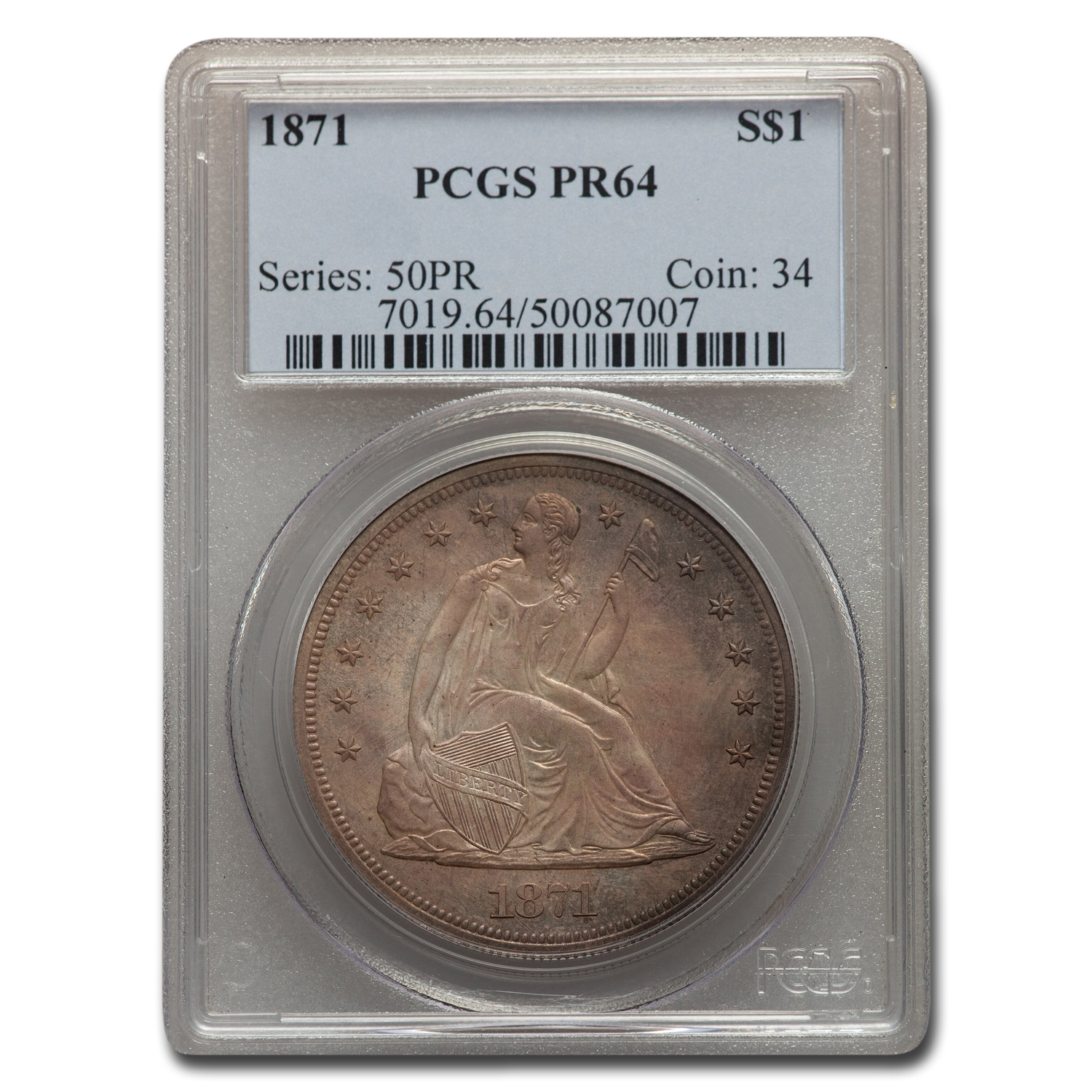 Buy 1871 Liberty Seated Dollar PR-64 PCGS - Click Image to Close