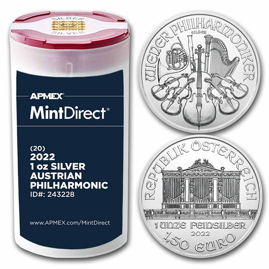 Buy 2022 Austria 1 oz Silver Philharmonic (20-Coin MintDirect? Tube)