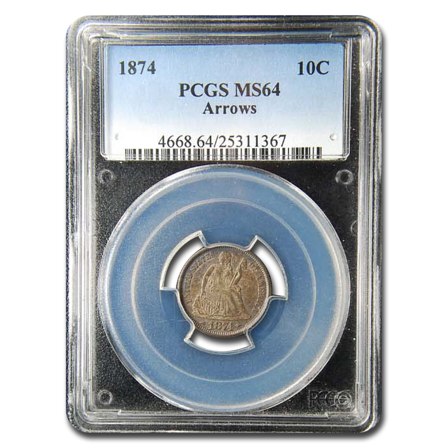 Buy 1874 Liberty Seated Dime MS-64 PCGS (Arrows)