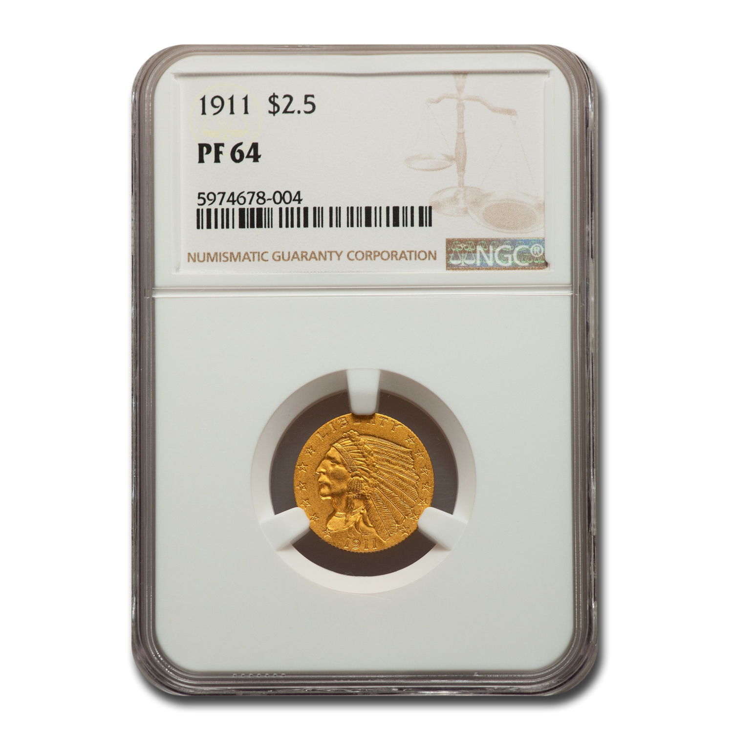 Buy 1911 $2.50 Indian Gold Quarter Eagle PF-64 NGC