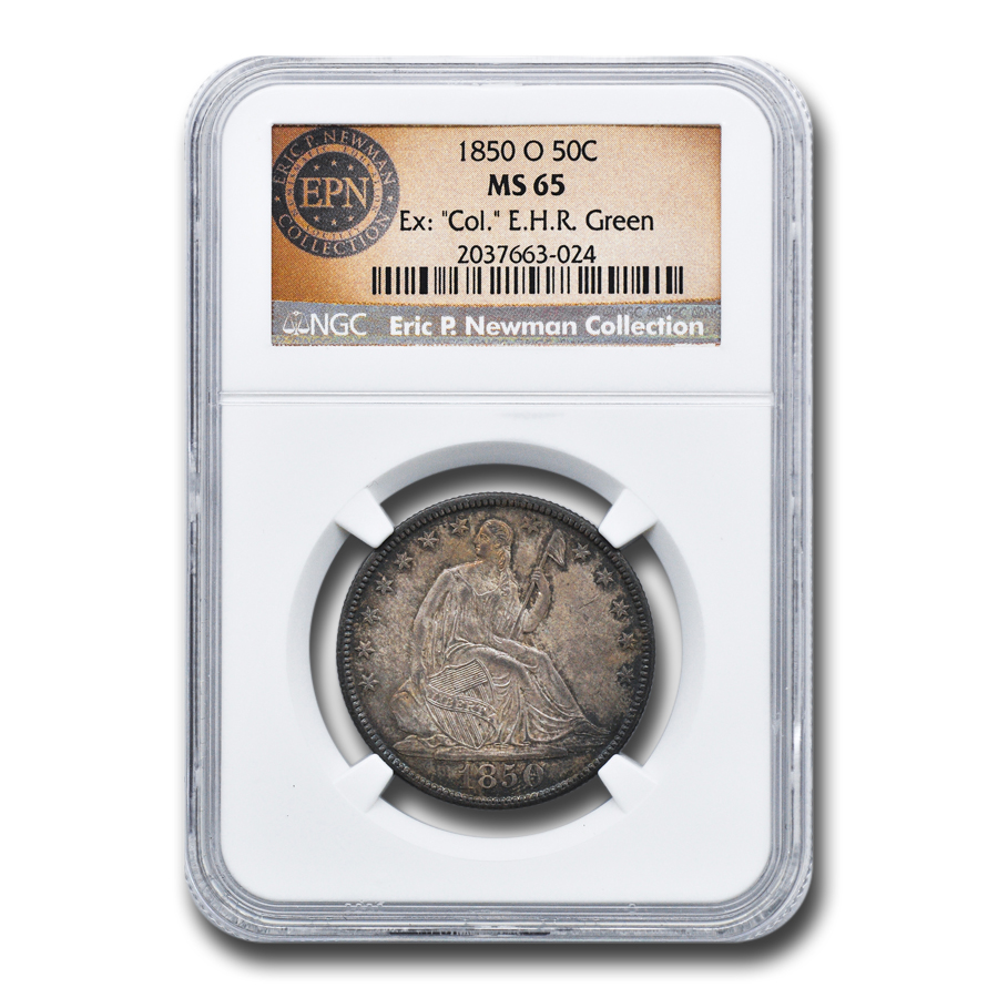 Buy 1850-O Lib Seated Half Dollar MS-65 Col E Green