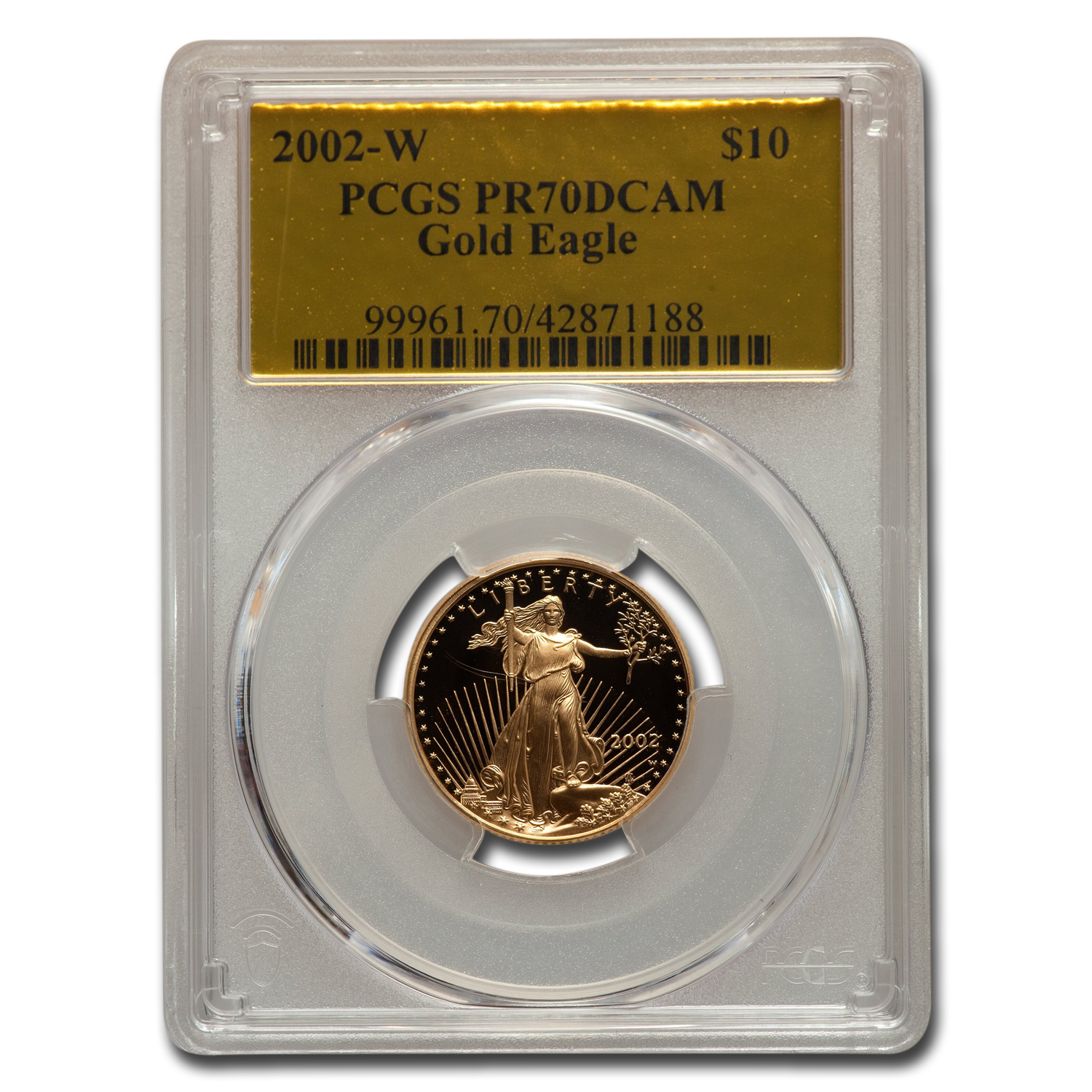 Buy 2002-W 1/4 oz Proof American Gold Eagle PR-70 PCGS (Gold Foil)