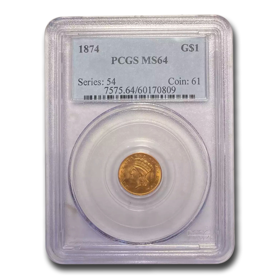 Buy 1874 $1 Indian Head Gold MS-64 PCGS - Click Image to Close