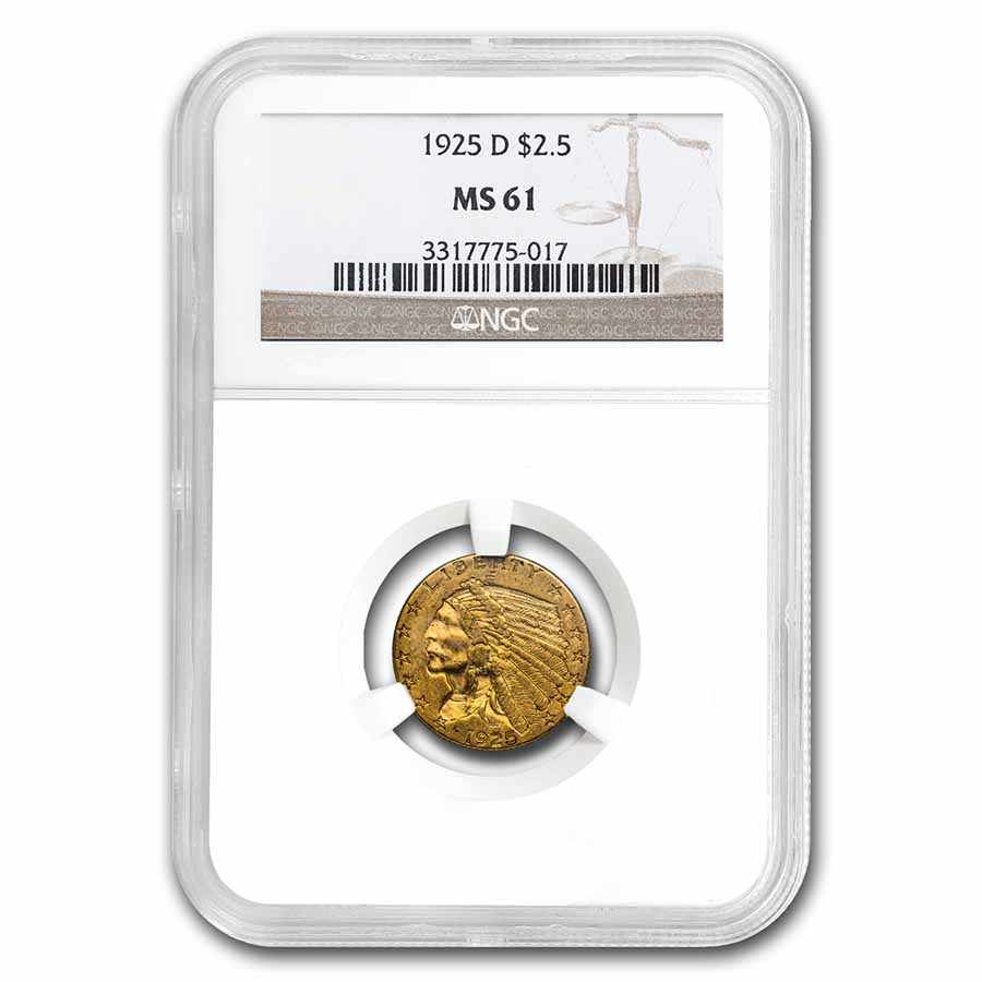 Buy 1925-D $2.50 Indian Gold Quarter Eagle MS-61 NGC