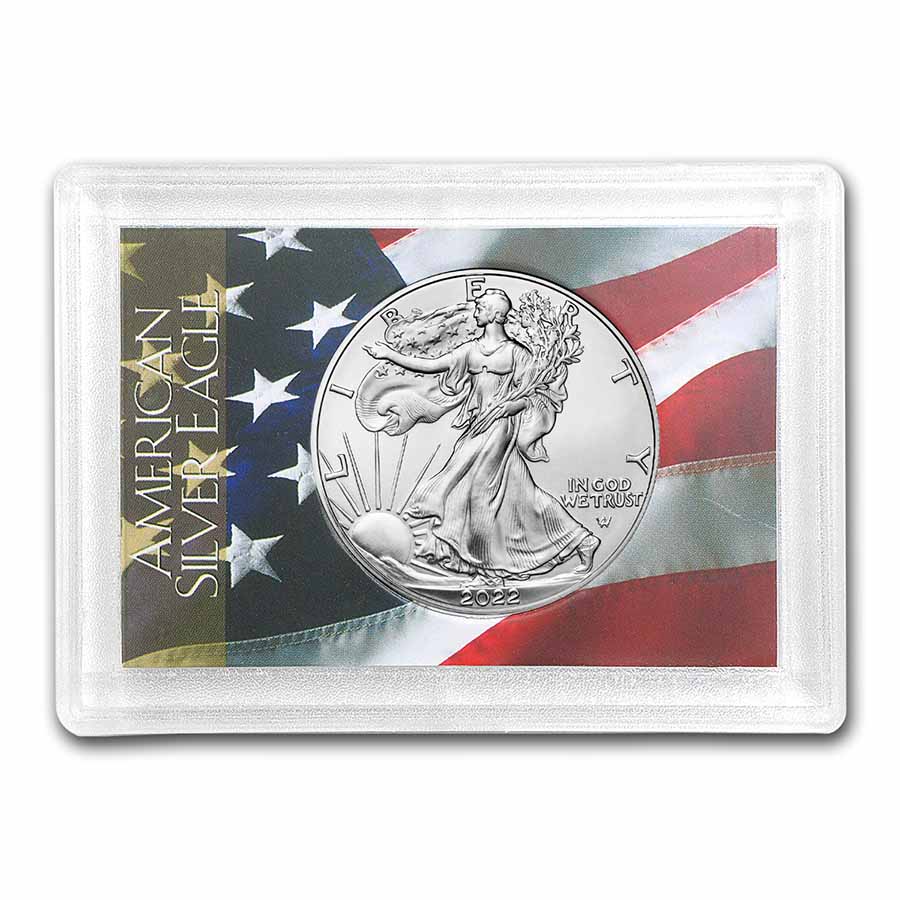 Buy 2022 1 oz Silver Eagle - w/Harris Holder, American Flag Design