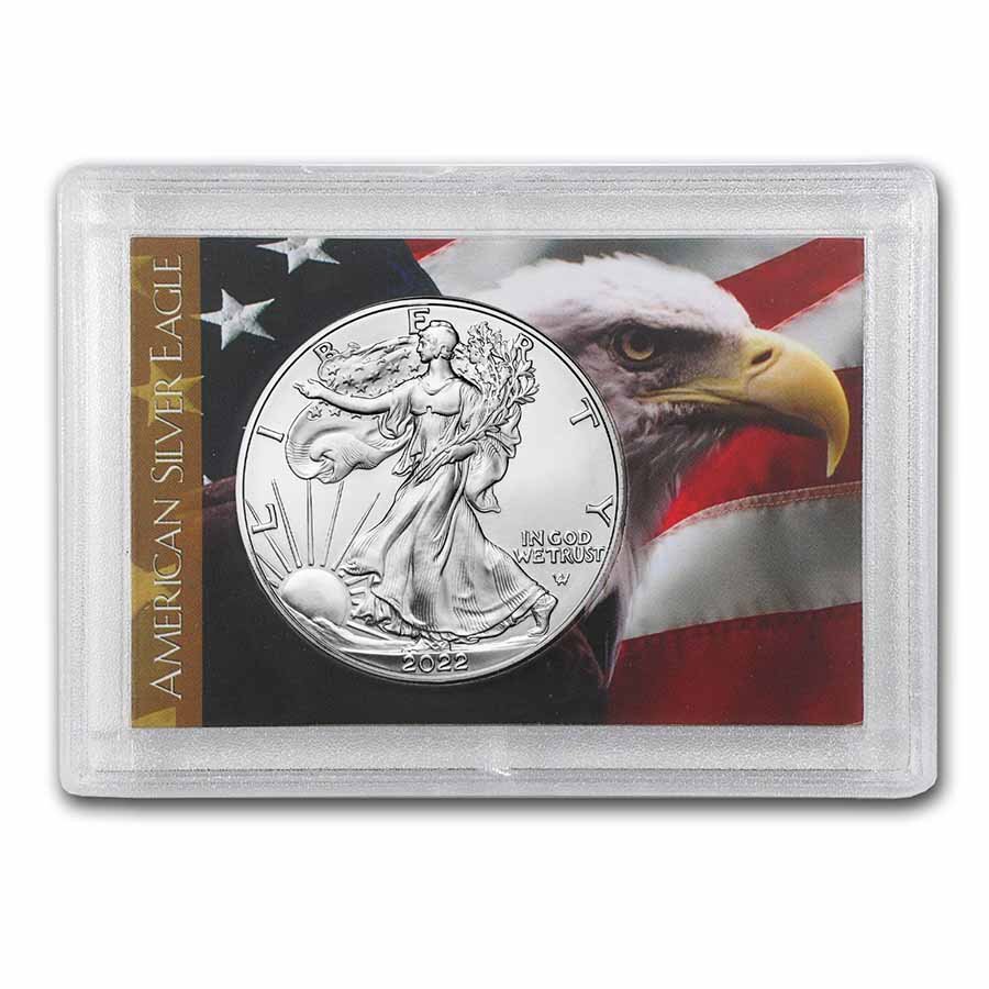 Buy 2022 1 oz Silver Eagle - w/Harris Holder, American Flag & Eagle