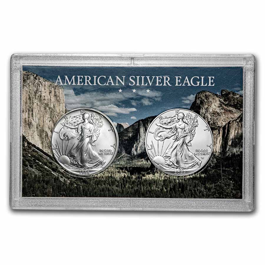 Buy 1986-2022 2-Coin Silver Eagle Set - w/Harris Holder, Yosemite