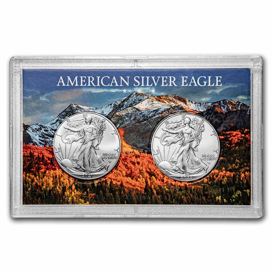 Buy 2021 (T2)-2022 2-Coin Silver Eagle Set w/Harris Holder, Rockies