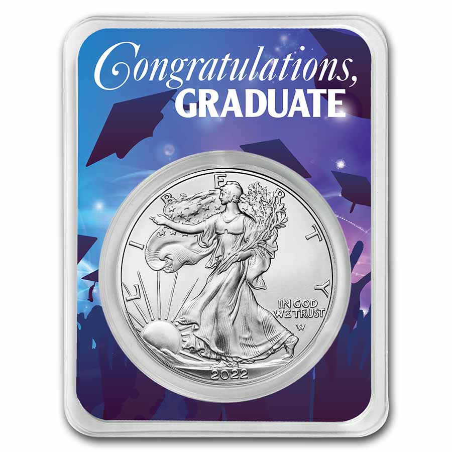 Buy 2022 1 oz Silver Eagle - w/Celebrate Graduate Card, In TEP