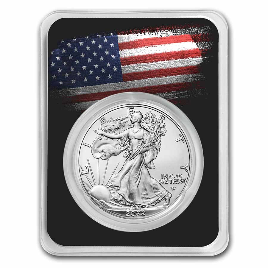 Buy 2022 1 oz Silver Eagle - w/American Flag, Black Card, In TEP