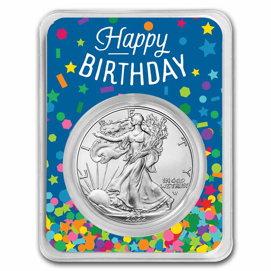 Buy 2022 1 oz Silver Eagle Happy Birth Confetti TEP