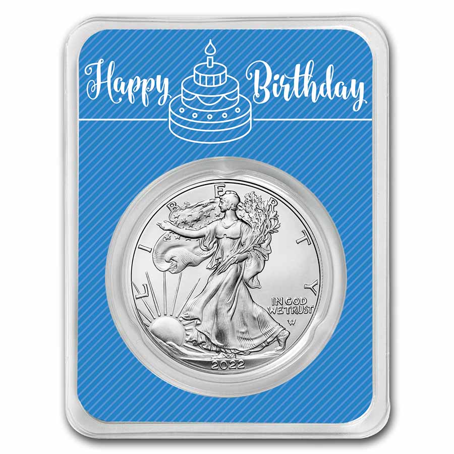 Buy 2022 1 oz Silver Eagle - w/Happy Birthday, Blue Card, In TEP