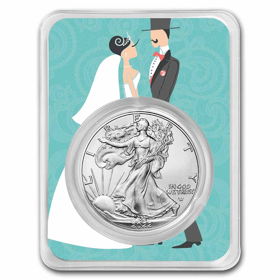 Buy 2022 1 oz Silver Eagle w/Bride Groom Bl Card TEP