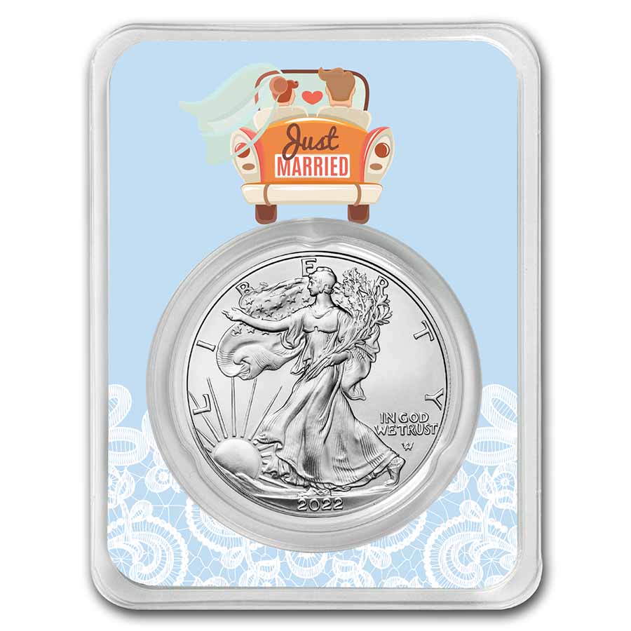 Buy 2022 1 oz Silver Eagle w/Just Married Card TEP