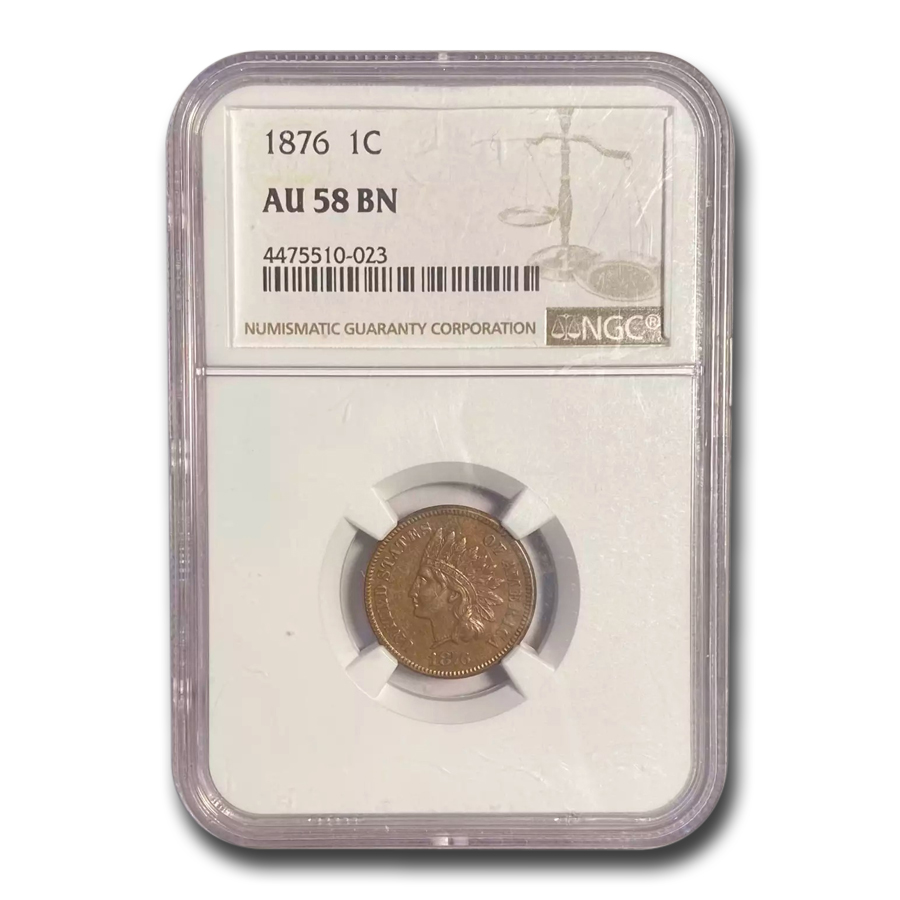Buy 1876 Indian Head Cent AU-58 NGC (Brown) - Click Image to Close
