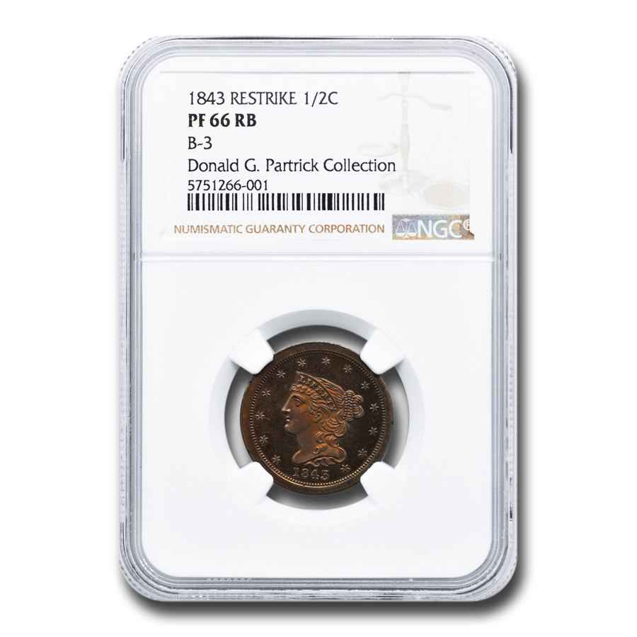 Buy 1843 Half Cent PF-66 NGC (Red/Brown, Restrike B-3)