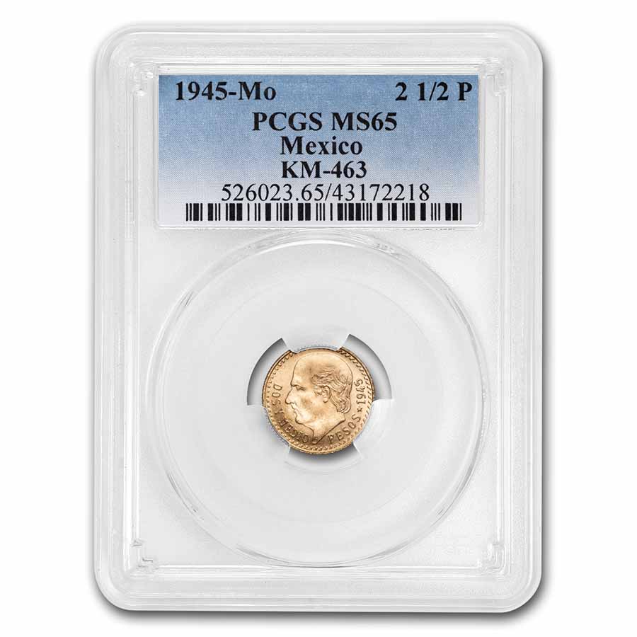 Buy 1945 Mexico Gold 2 1/2 Pesos MS-65 PCGS