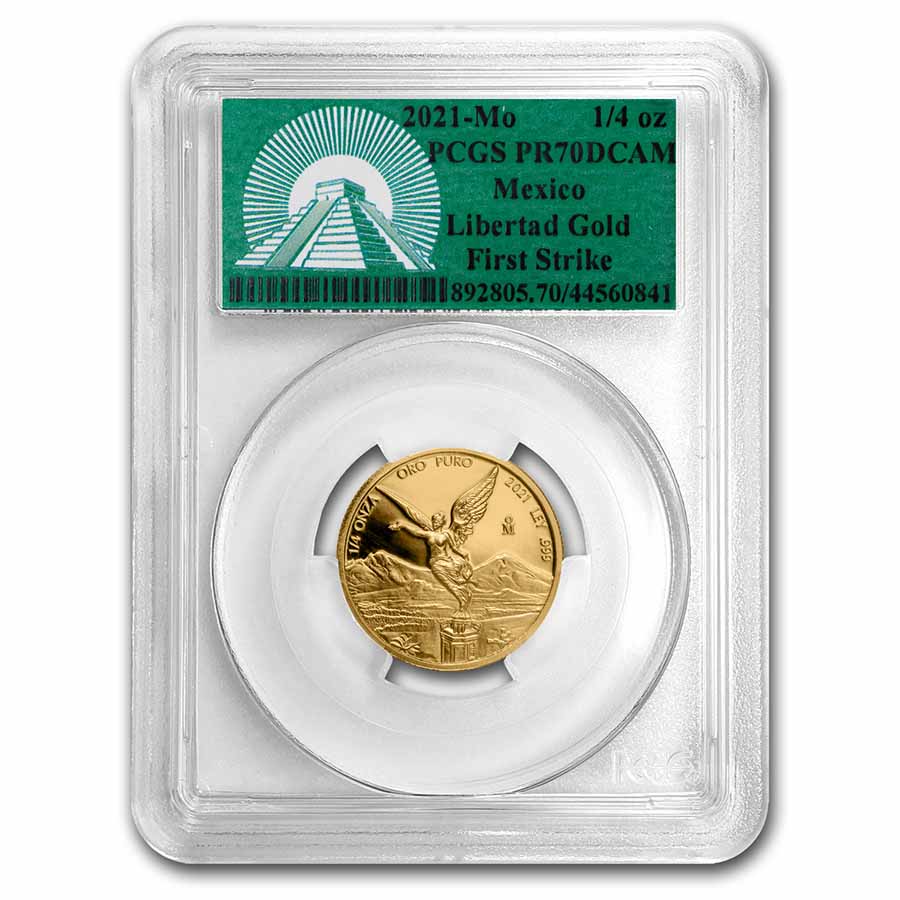 Buy 2021 Mexico 1/4 oz Gold Libertad PR-70 PCGS (FS, Green Label)