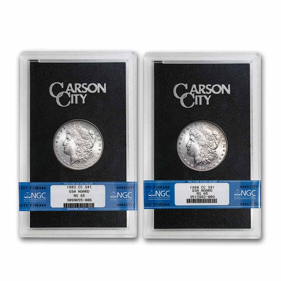 Buy 1883-1884-CC Morgan Dollar 2-Coin Set MS-65 NGC (GSA) - Click Image to Close