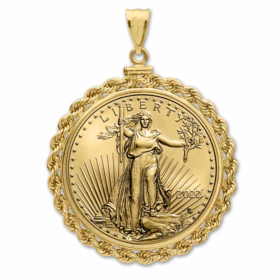 Buy 2022 1 oz Gold Eagle Pendant (Rope-ScrewTop Bezel) - Click Image to Close