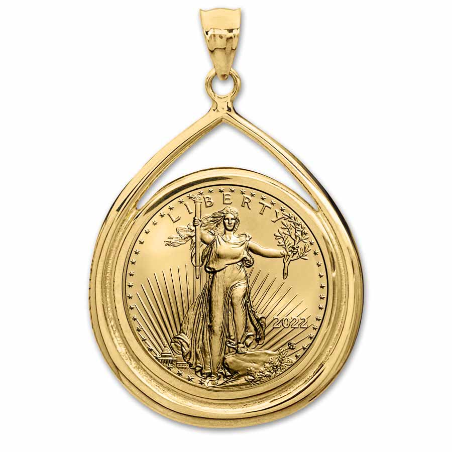 Buy 2022 1 oz Gold Eagle Teardrop Pendant (Prong Bezel) - Click Image to Close