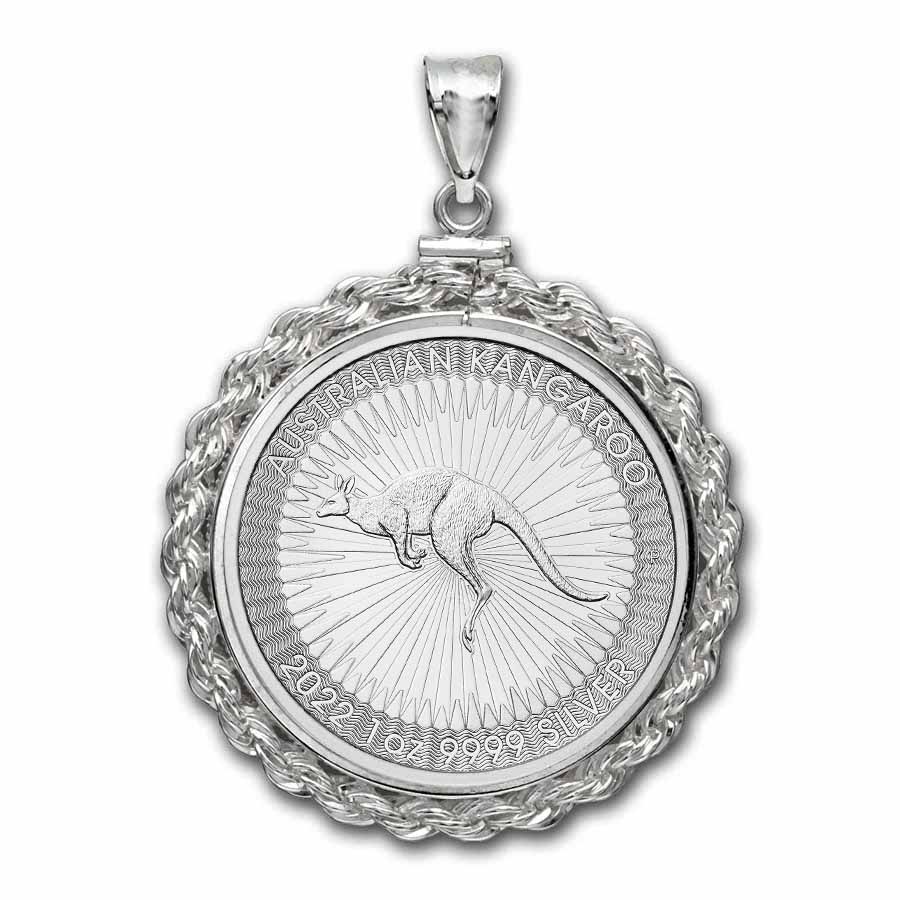 Buy 2022 1 oz Silver Kangaroo Pendant (Rope Style Bezel) - Click Image to Close