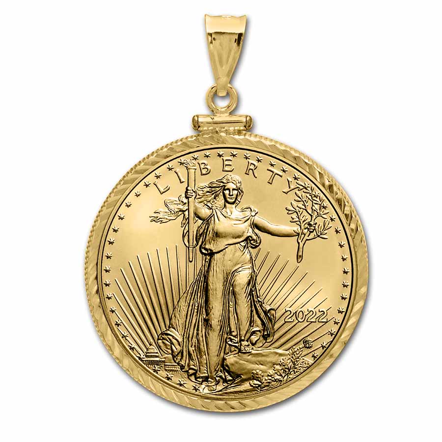 Buy 2022 1 oz Gold Eagle Pendant (Diamond-ScrewTop Bezel)