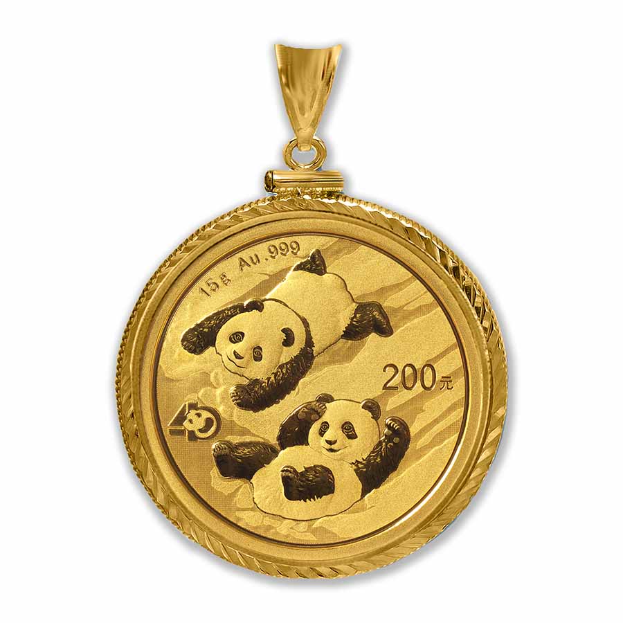 Buy 2022 15 gram Gold Panda Pendant (Diamond-Cut Screw Top Bezel) - Click Image to Close