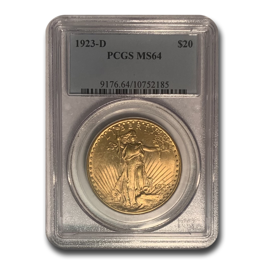 Buy 1923-D $20 Saint-Gaudens Gold Double Eagle MS-64 PCGS